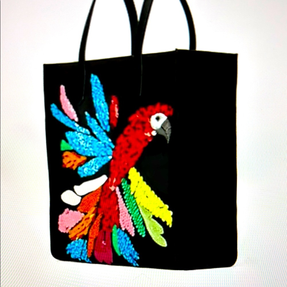 Colorful Kate Spade Kitt Parrot Embellished Tote Extra Large North South Tote - Picture 1 of 5